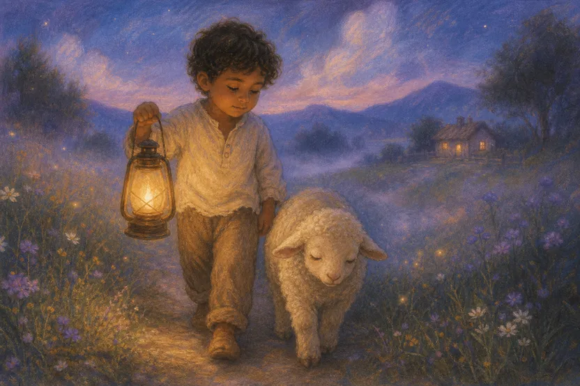 Dreamy pastel illustration of the sample scene