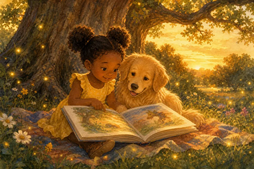 Warm watercolor illustration of the sample scene
